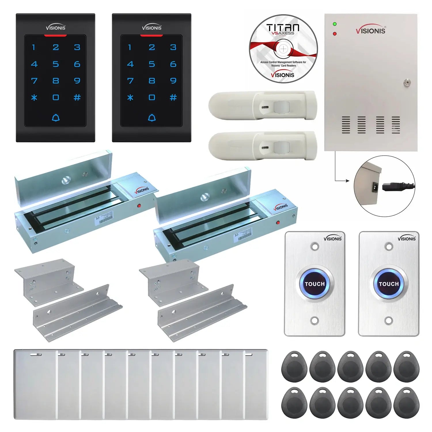Access control security systems with 1200 lbs Maglocks, Software, proximity card reader and controller - FPC-8032