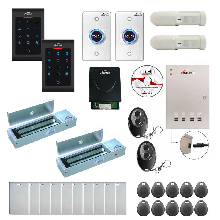 Access control security systems with 1200 lbs Maglocks, Software, proximity card reader and controller - FPC-8035