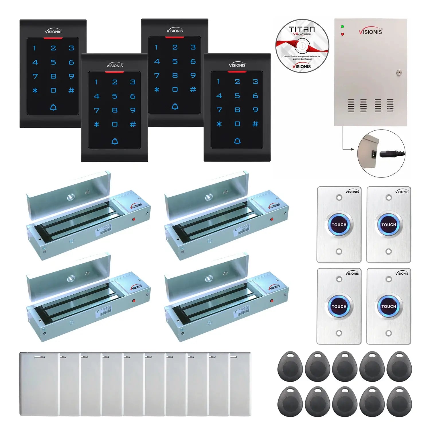 Commercial door access control systems with 1200 lbs Maglocks, Software, proximity card reader and controller - FPC-8047