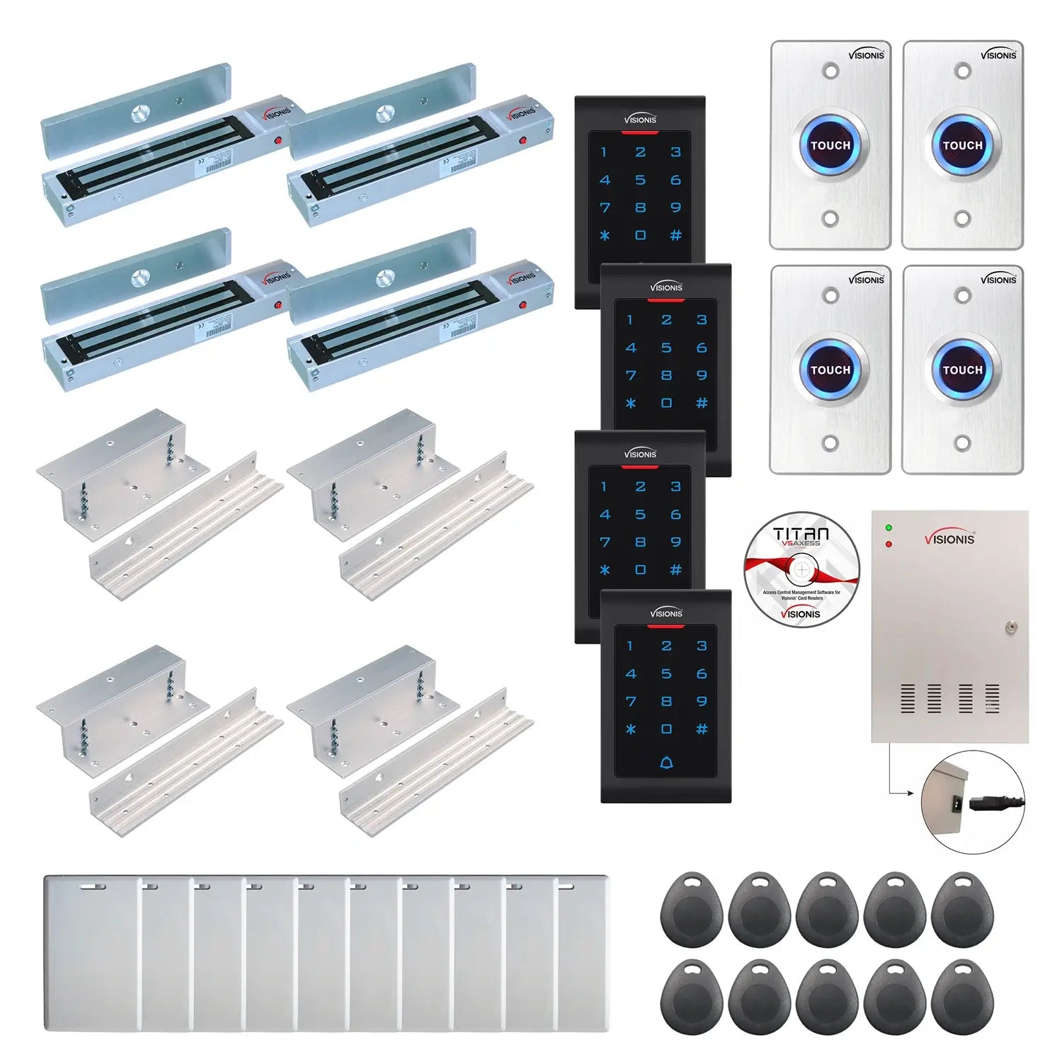 Commercial door access control systems with 600 lbs Maglocks, Software, proximity card reader and controller - FPC-8049