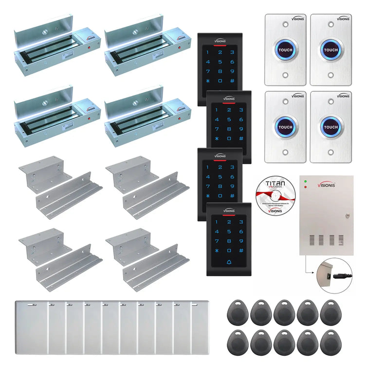 Commercial door access control systems with 1200 lbs Maglocks, Software, proximity card reader and controller - FPC-8050