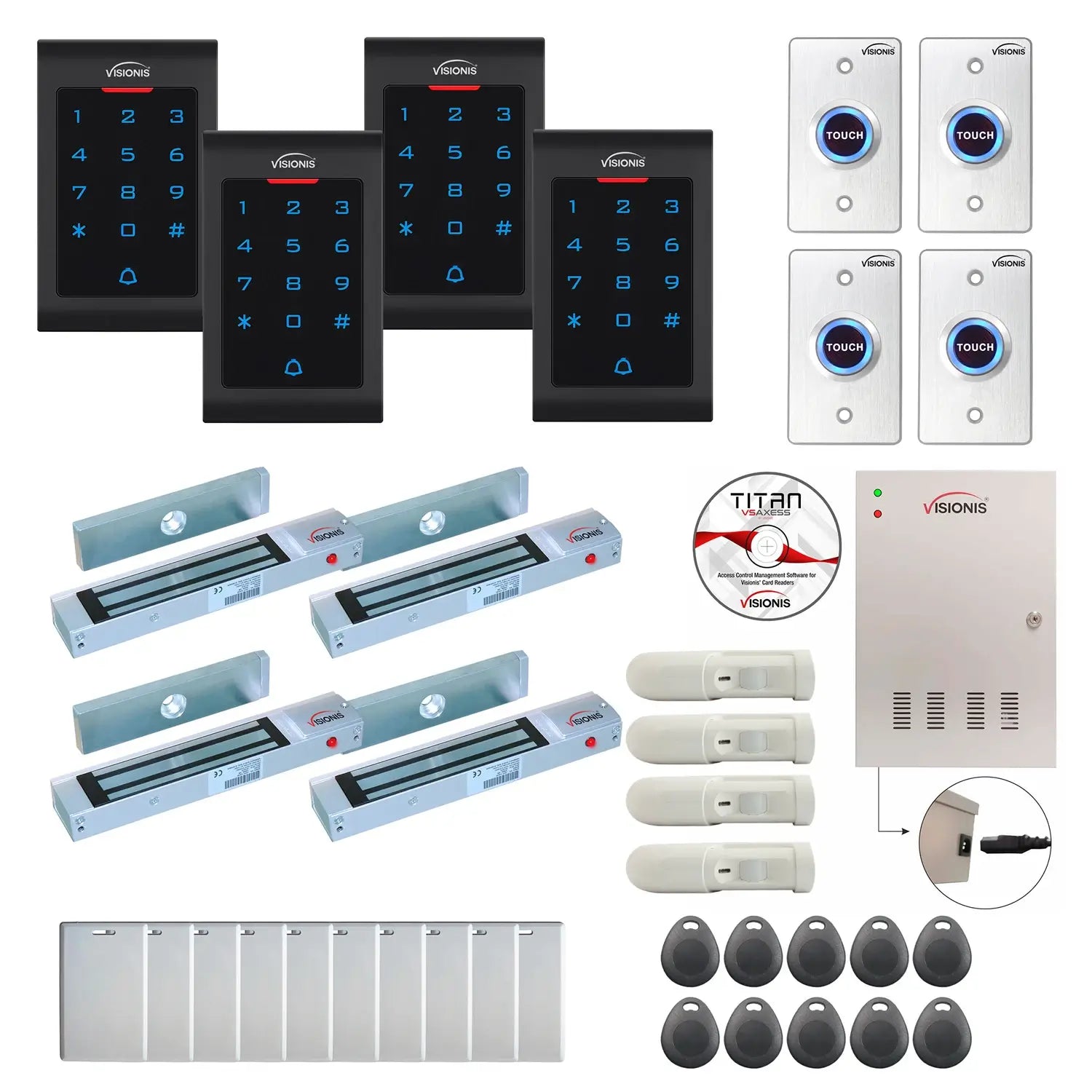 Commercial door access control systems with 300 lbs Maglocks, Software, proximity card reader and controller - FPC-8051