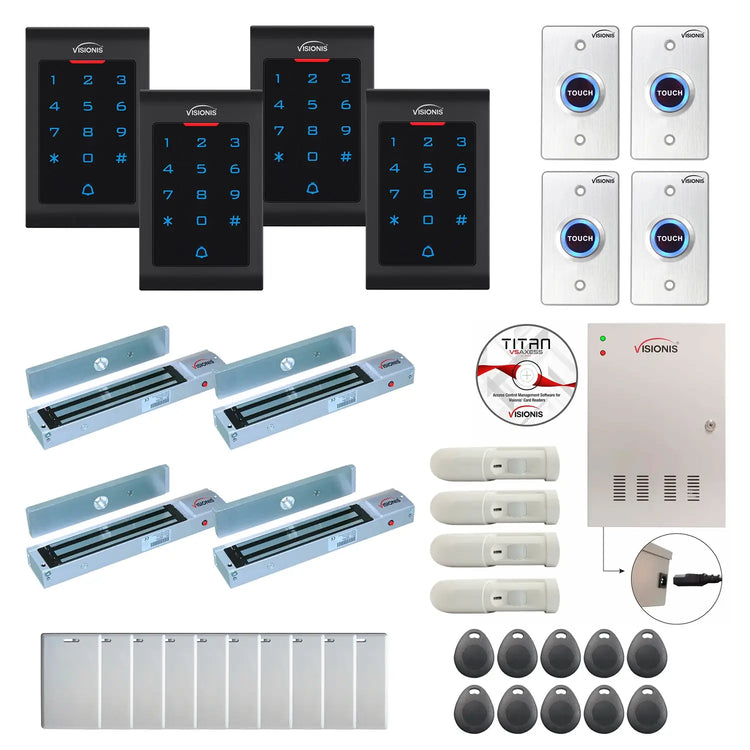 Commercial door access control systems with 600 lbs Maglocks, Software, proximity card reader and controller - FPC-8052