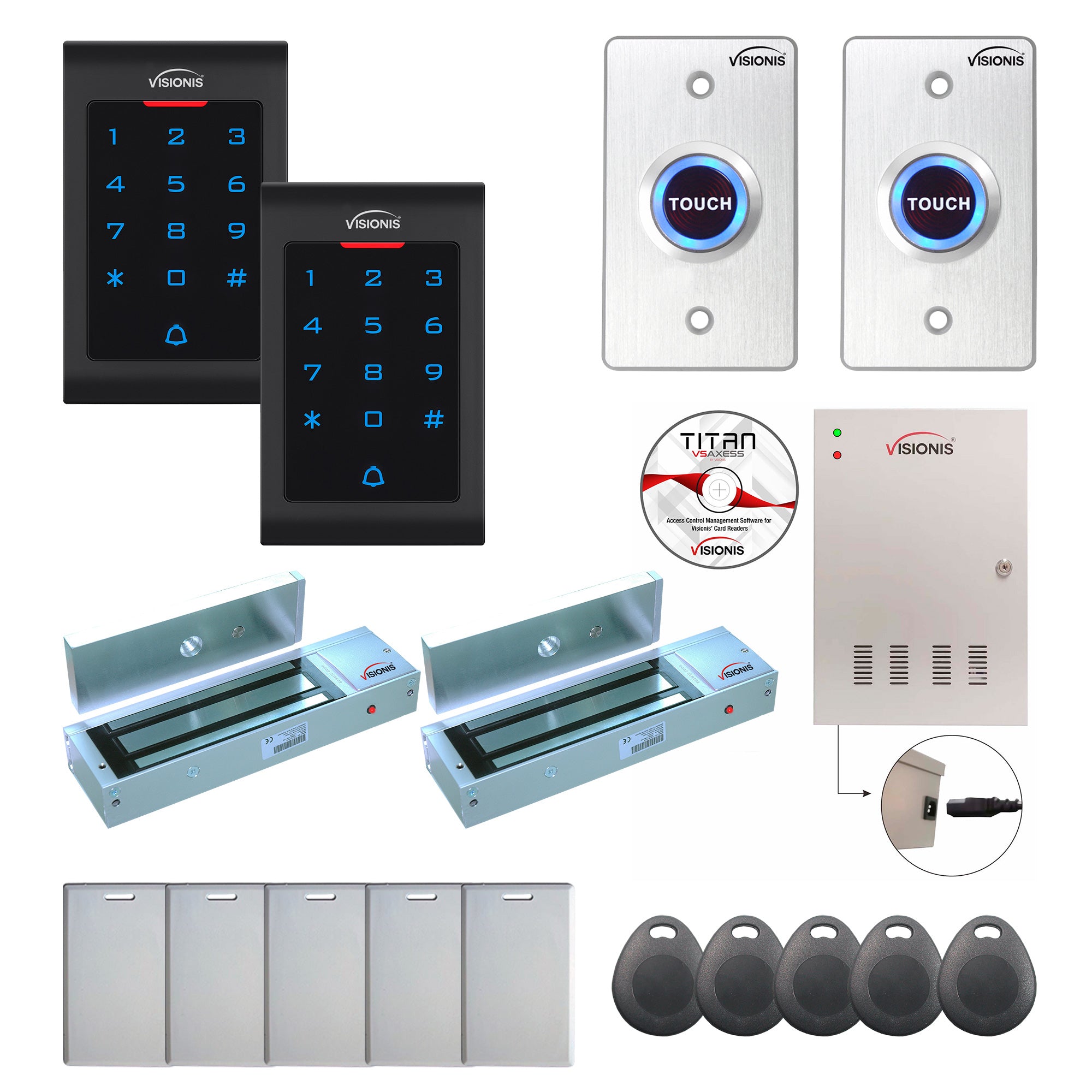 Commercial building access control systems with 1200 lbs Maglocks, Software, proximity card reader and controller - FPC-8063