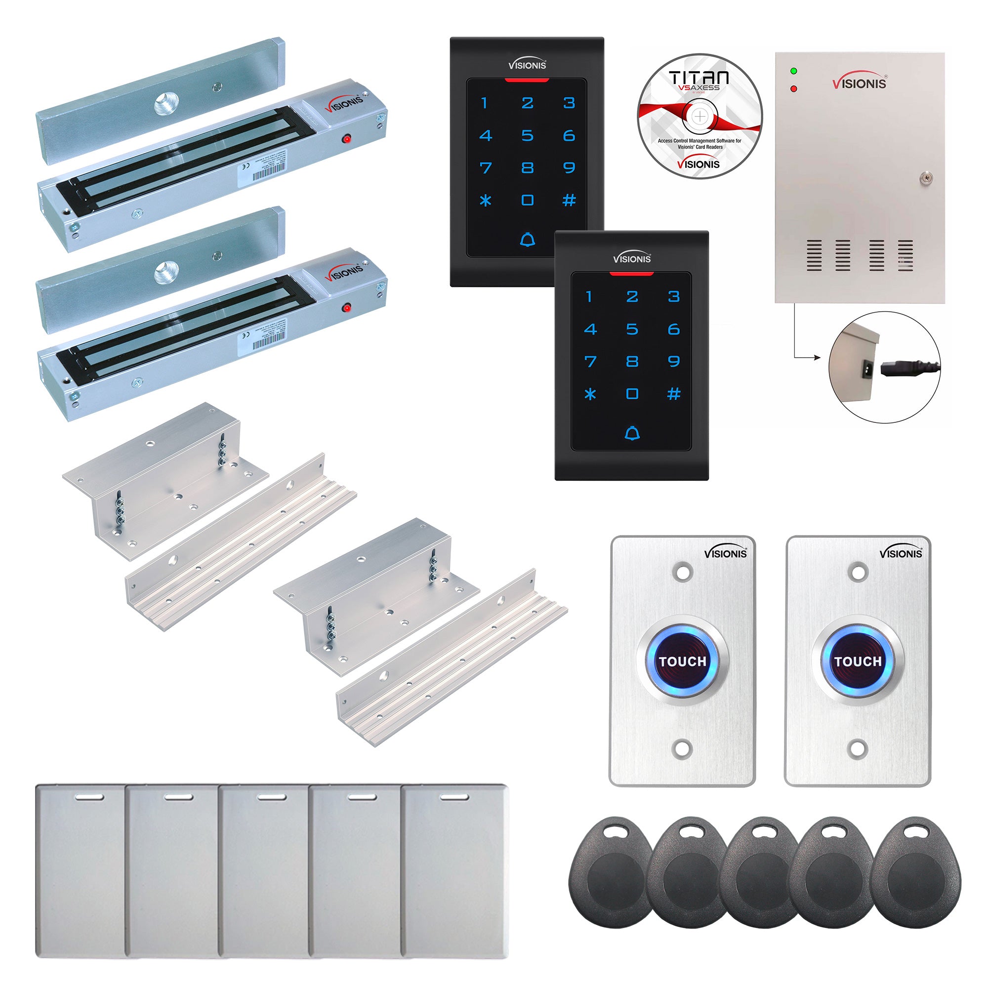 Commercial building access control systems with 600 lbs Maglocks, Software, proximity card reader and controller - FPC-8065
