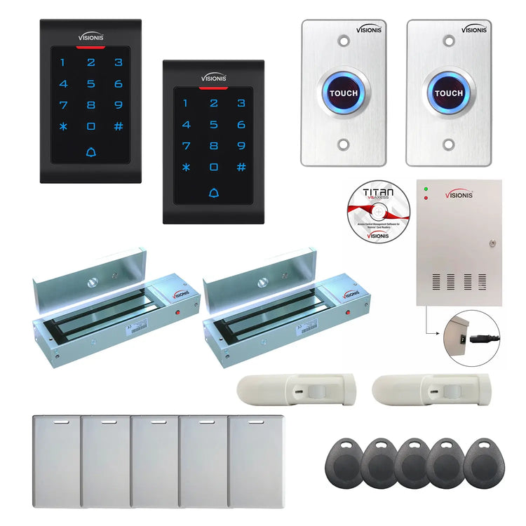Commercial building access control systems with 1200 lbs Maglocks, Software, proximity card reader and controller - FPC-8069