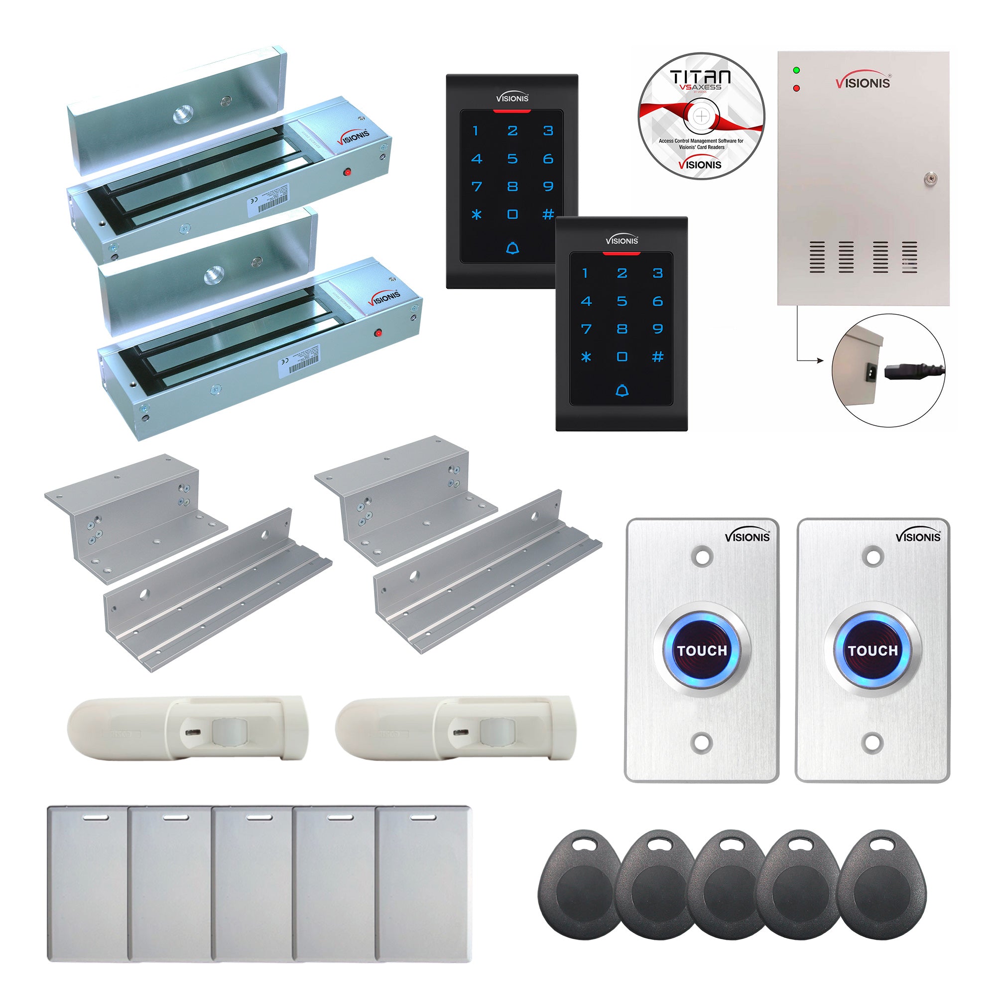 FPC-8072 2 Doors Professional Access Control For Inswing Door Electromagnetic Lock 1200lbs Time Attendance TCP/IP RS485 Wiegand Controller, Indoor Keypad/Reader, Software, 20000 Users, 70000 Records