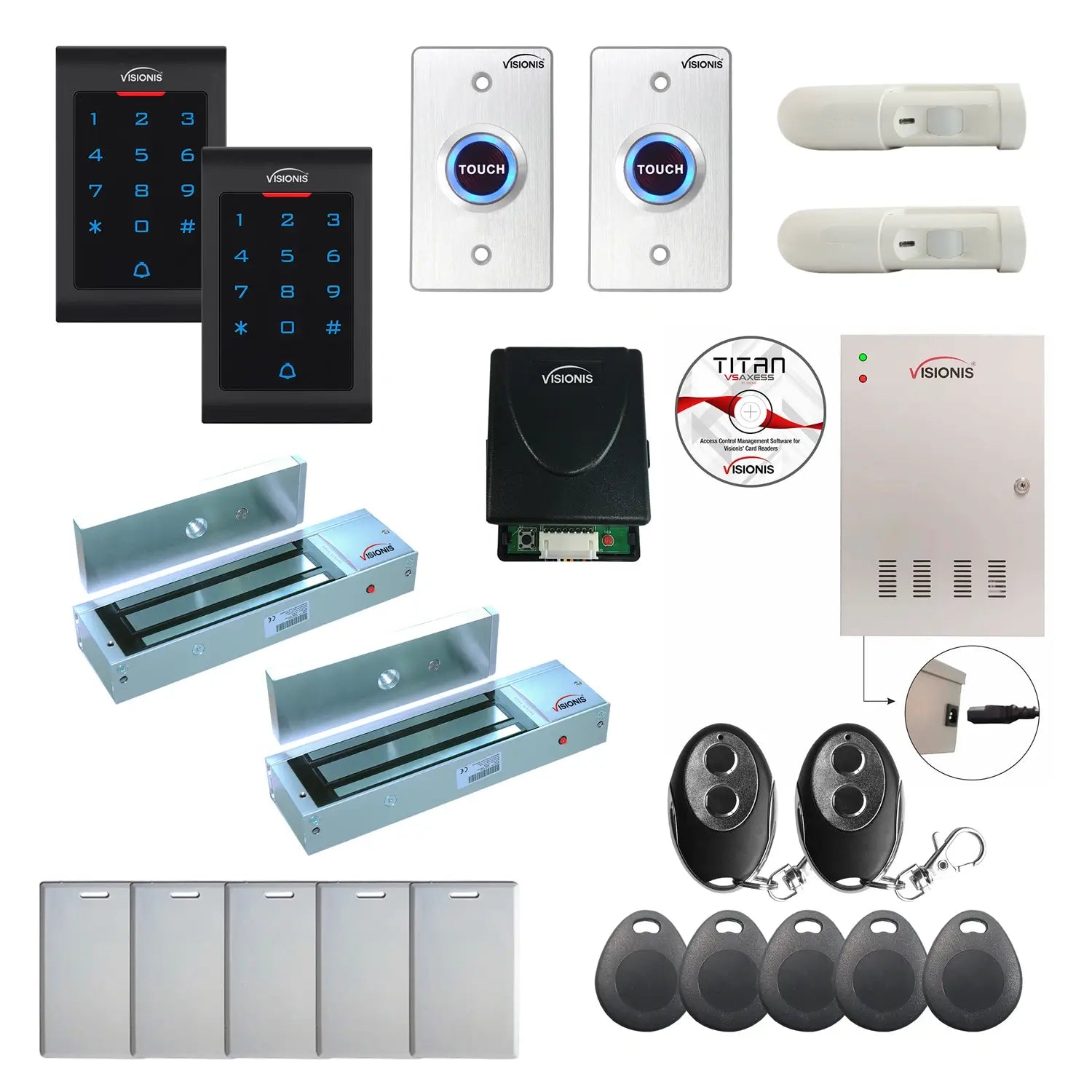 Commercial building access control systems with 1200 lbs Maglocks, Software, proximity card reader and controller - FPC-8075