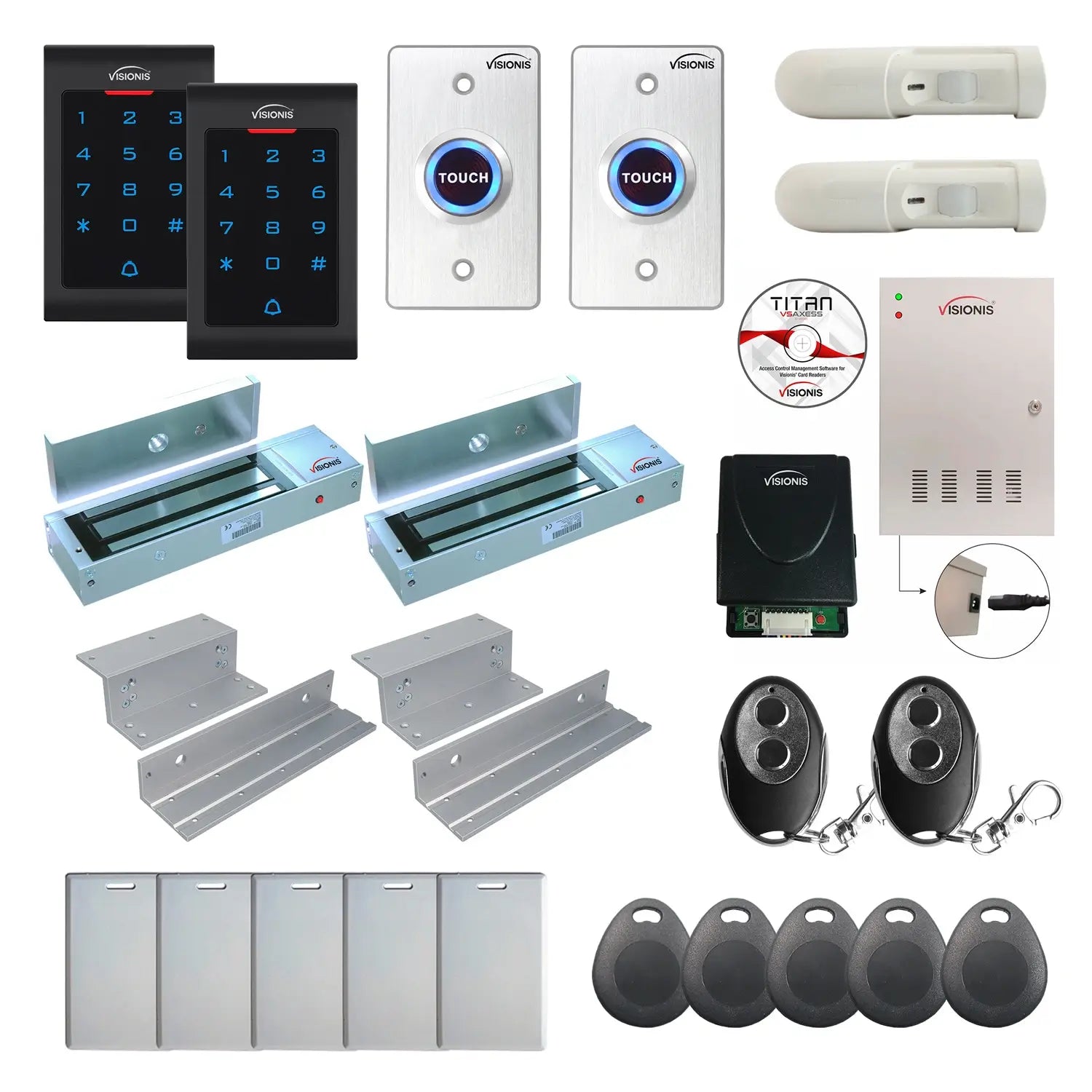 Commercial building access control systems with 1200 lbs Maglocks, Software, proximity card reader and controller - FPC-8078