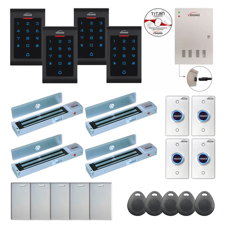 Business access control systems with 600 lbs Maglocks, Software, proximity card reader and controller - FPC-8086