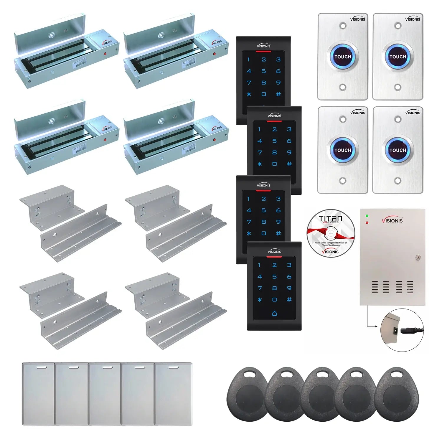 Business access control systems with 1200 lbs Maglocks, Software, card reader and controller - FPC-8090
