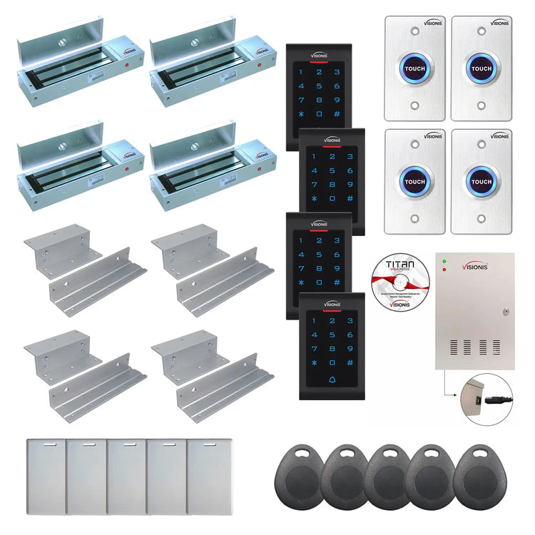 Business access control systems with 1200 lbs Maglocks, Software, card reader and controller - FPC-8090