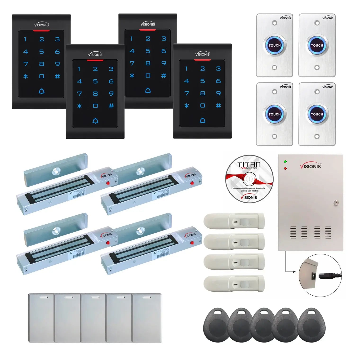 Business access control systems with 300 lbs Maglocks, Software, card reader and controller - FPC-8091