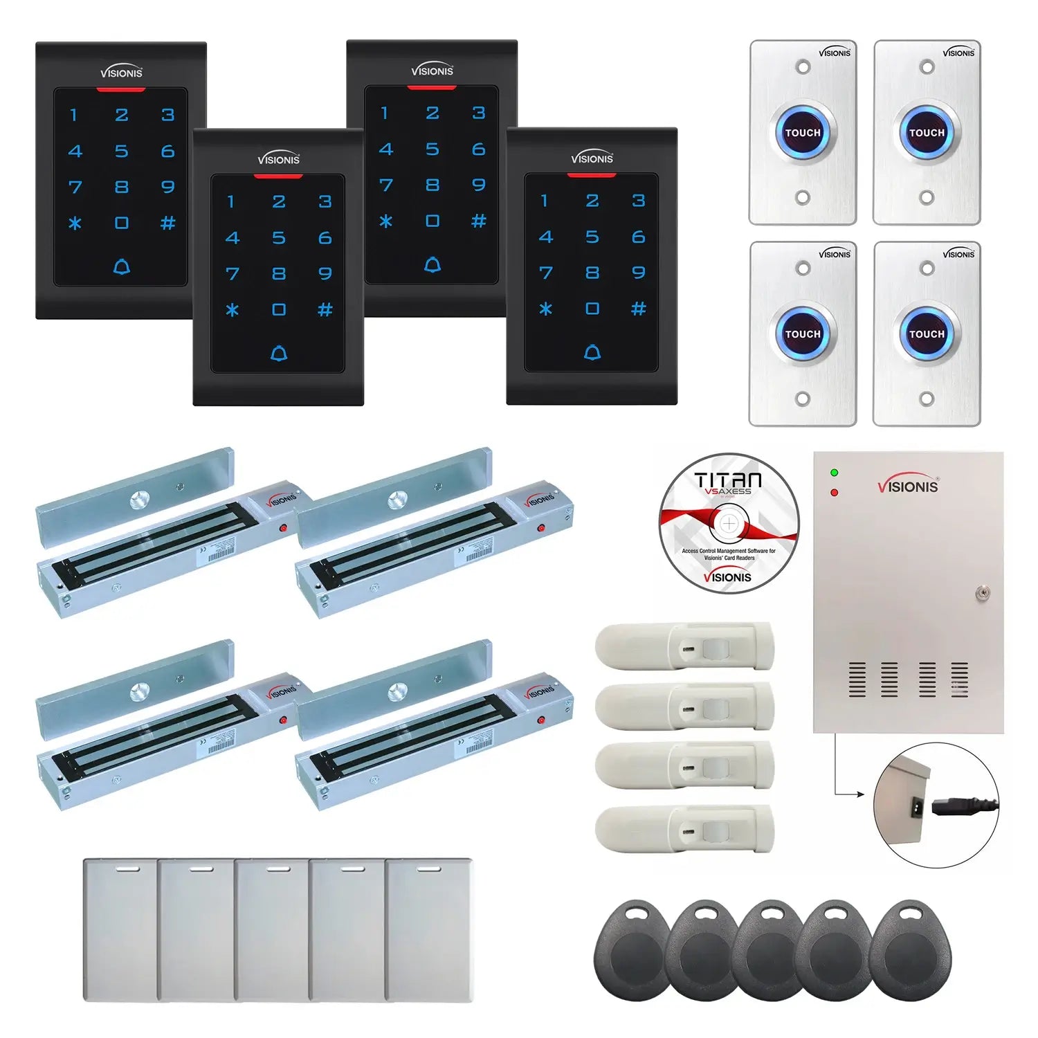 Business access control systems with 600 lbs Magnetic Door Locks, Software, card reader and controller - FPC-8092