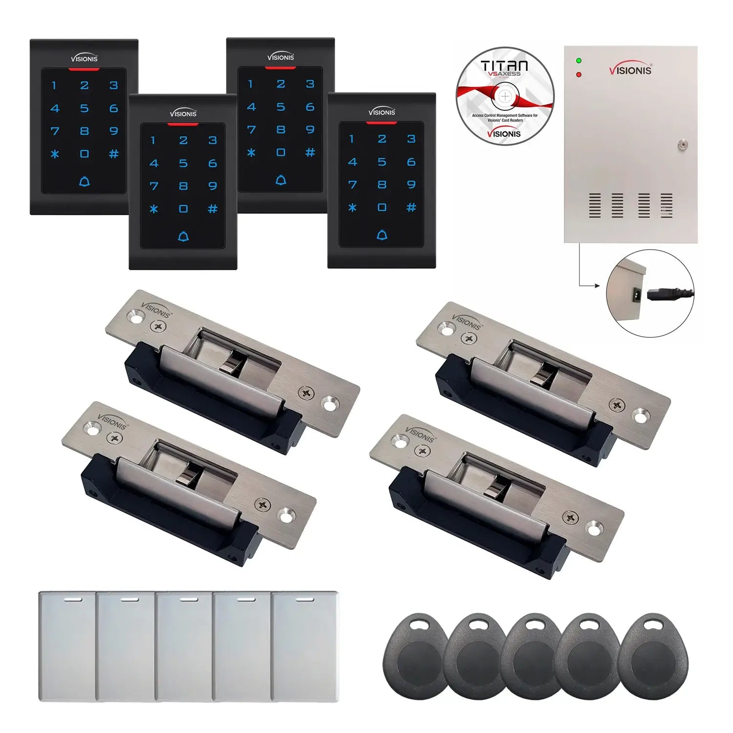 Business access control systems with Electric Door Strikes, Software, card reader and controller - FPC-8098