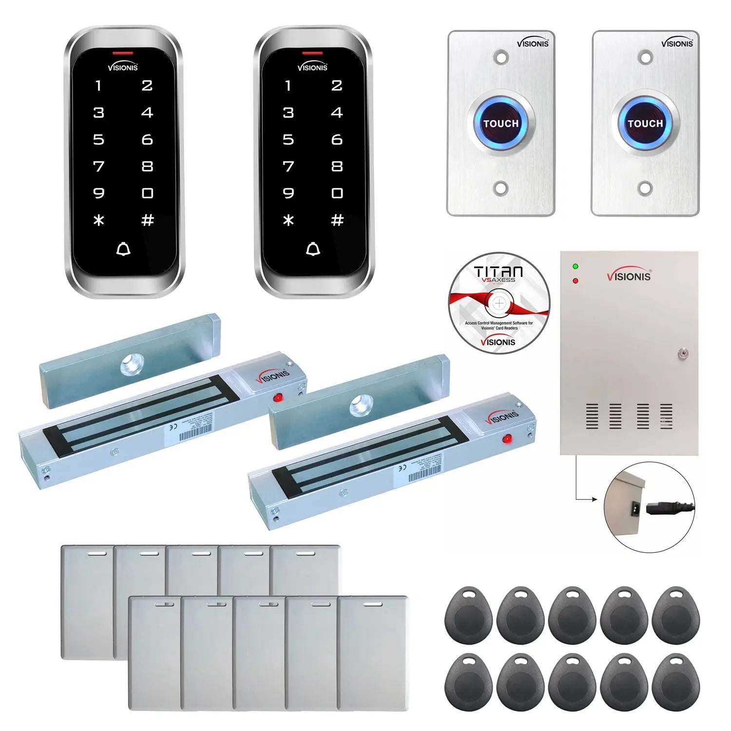 Business access control systems with 300 lbs Magnetic Door Locks, Software, card reader and controller - FPC-8125