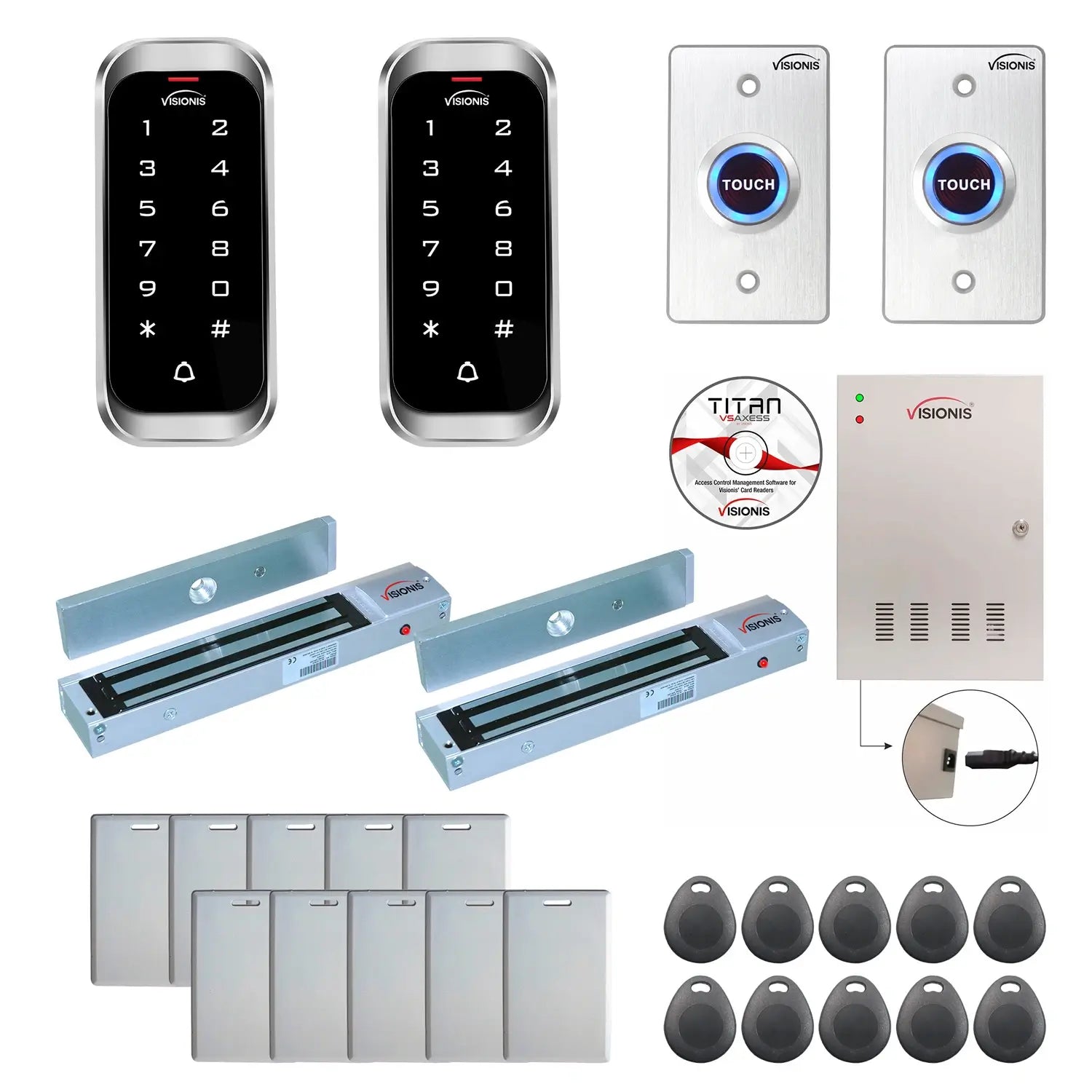 Business access control systems with 600 lbs Magnetic Door Locks, Software, card reader and controller - FPC-8126