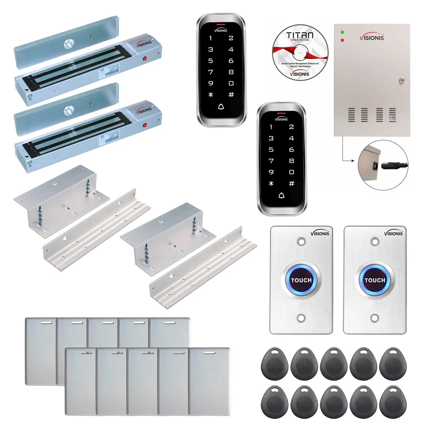 Card access control systems with 600 lbs Magnetic Door Locks, Software, card reader and controller - FPC-8129
