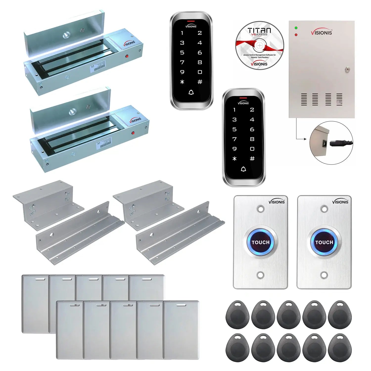 Card access control systems with 1200 lbs Magnetic Door Locks, Software, card reader and controller - FPC-8130