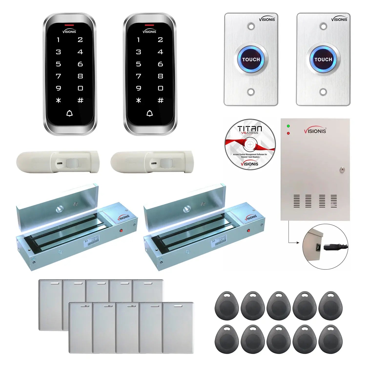 Card access control systems with 1200 lbs Magnetic Door Locks, Software, card reader and controller - FPC-8133