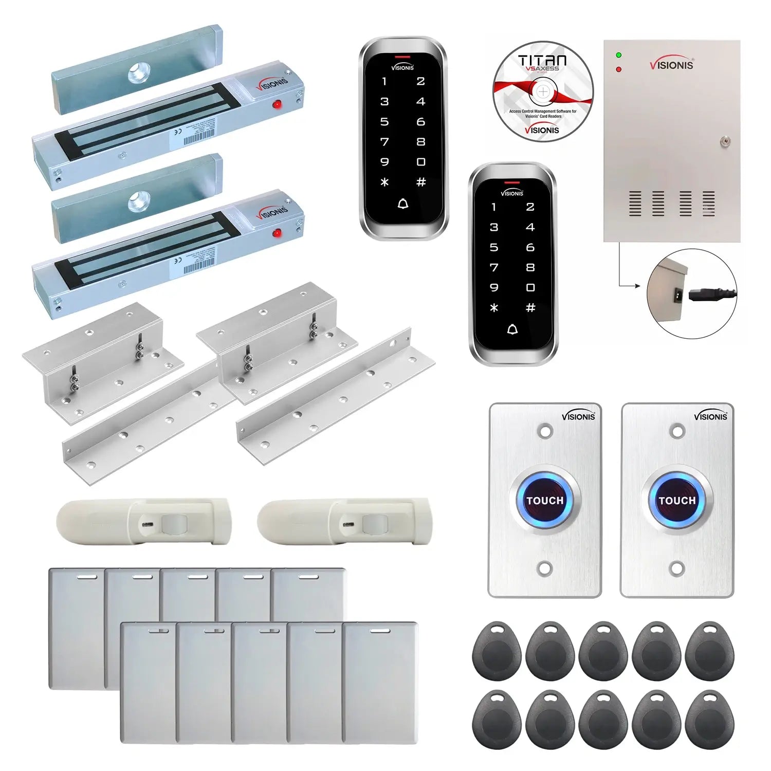 Card access control systems with 300 lbs Magnetic Door Locks, Software, card reader and controller - FPC-8134