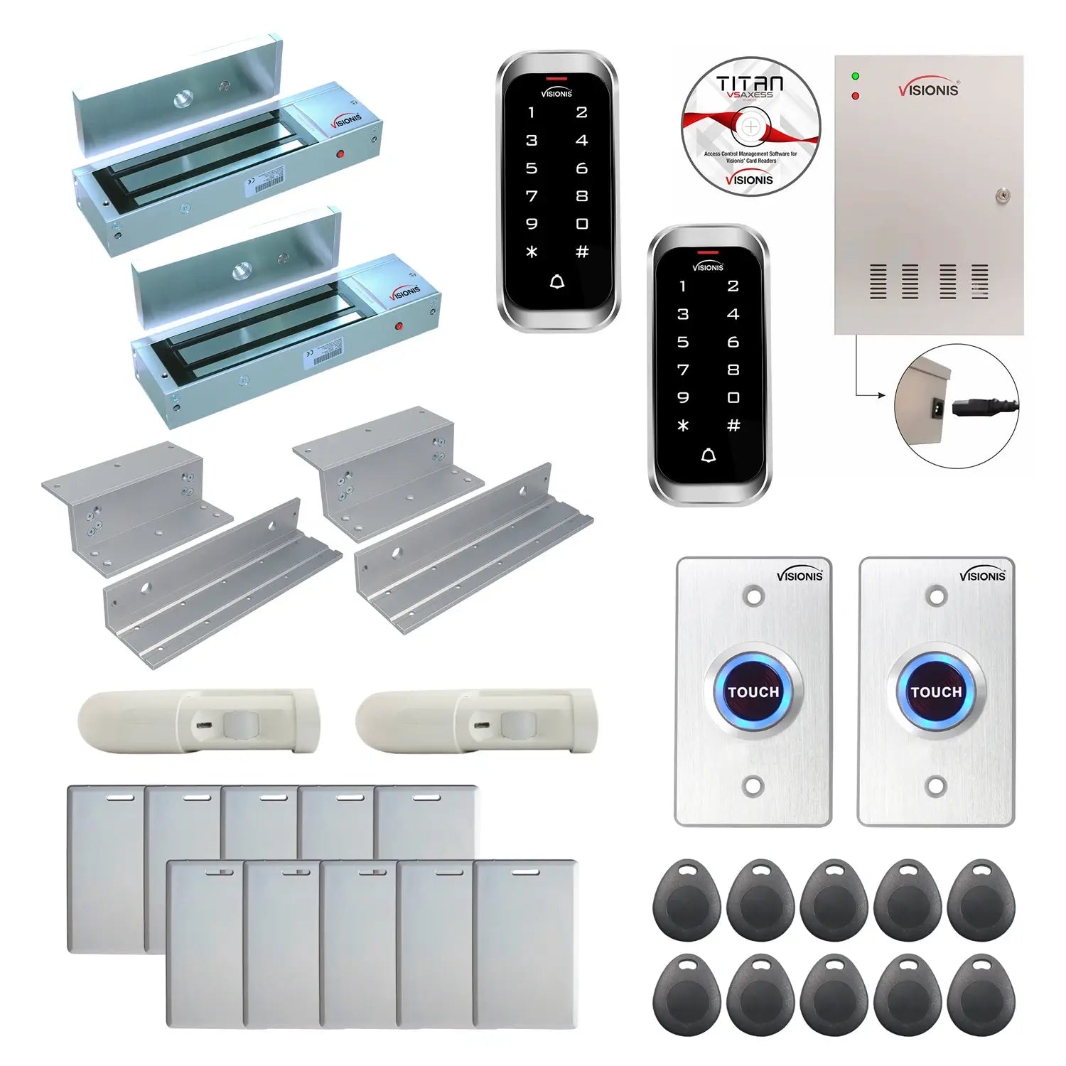 Card access control systems with 1200 lbs Magnetic Door Locks, Software, card reader and controller - FPC-8136