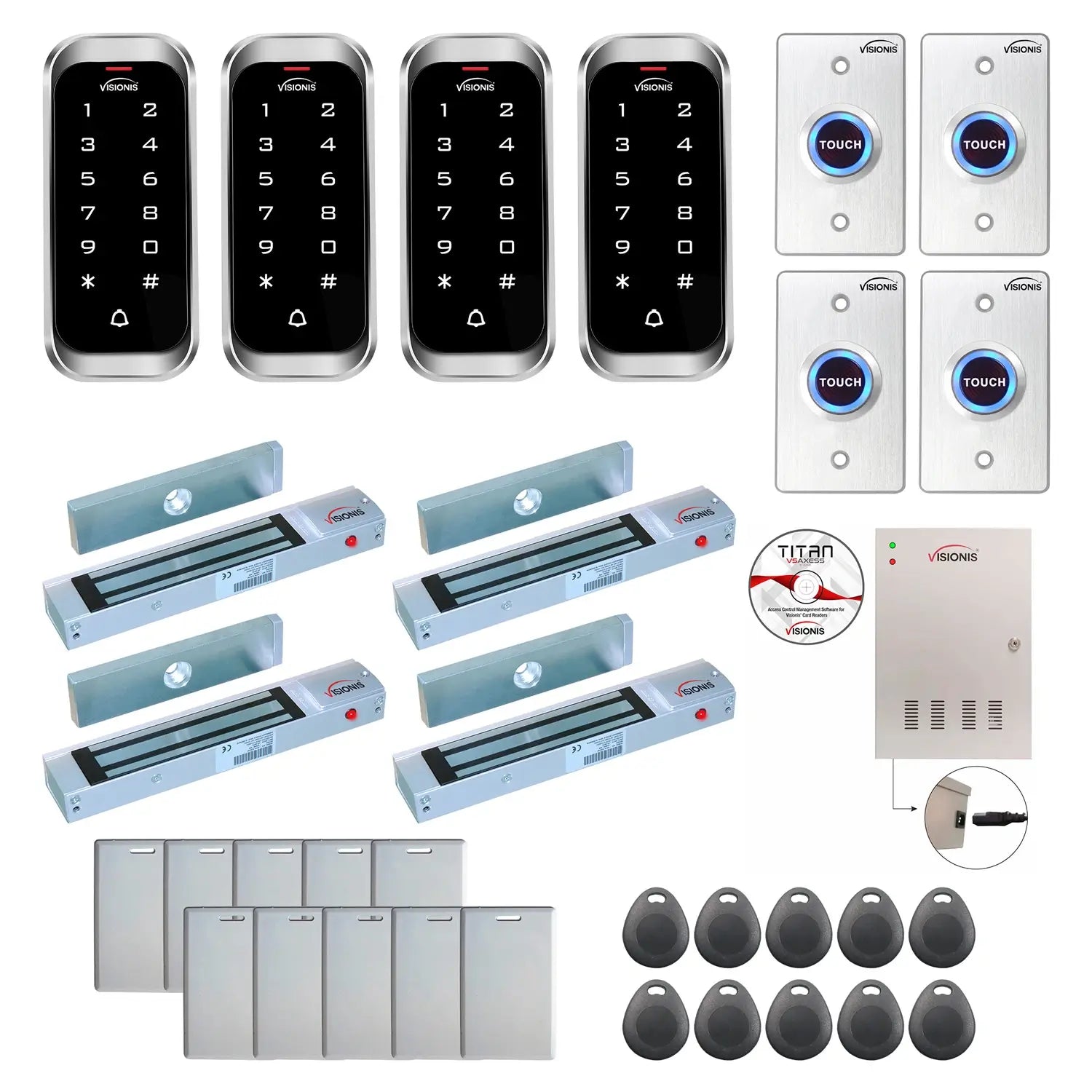 Commercial access control systems with 300 lbs Magnetic Door Locks, Software, card reader and controller - FPC-8149
