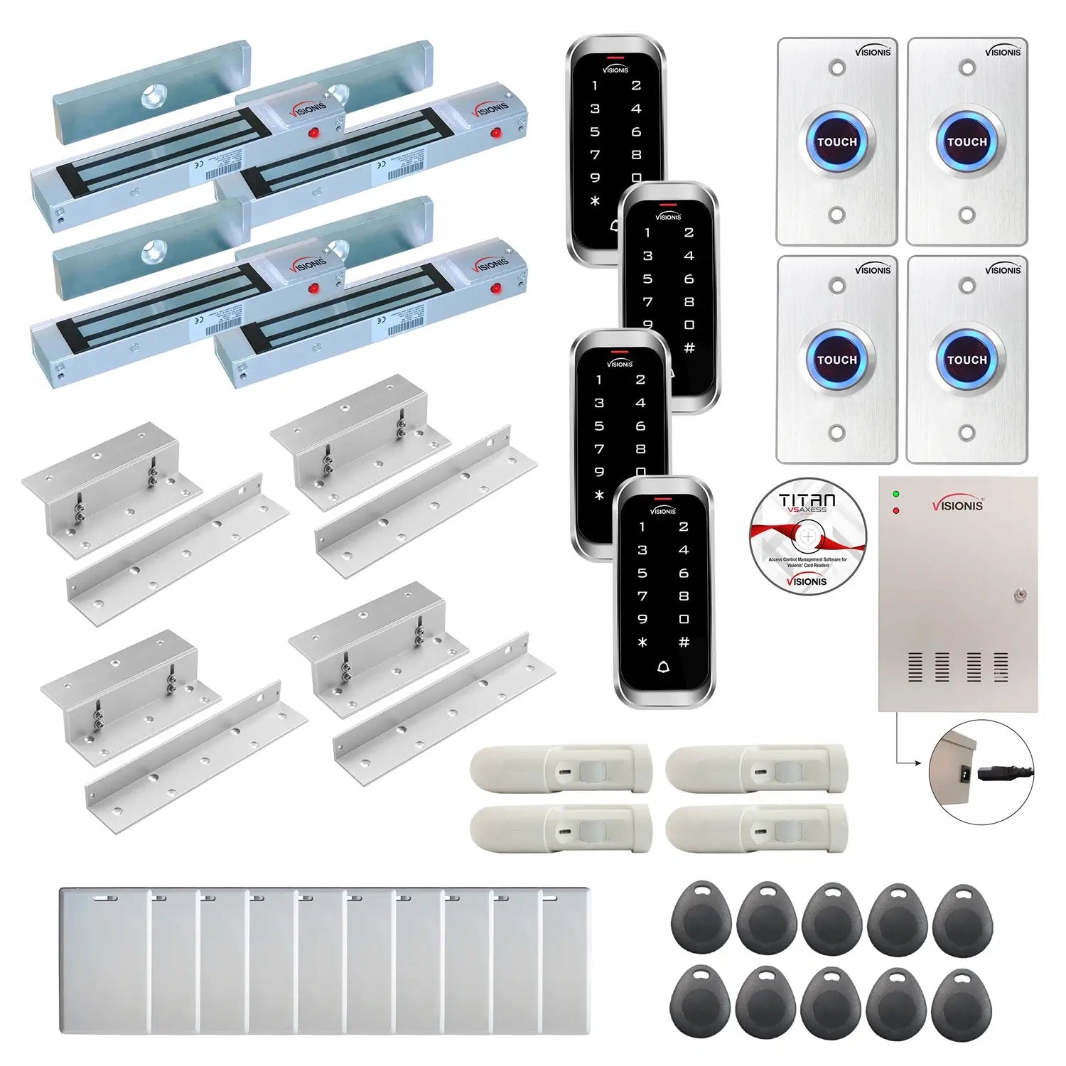Commercial access control systems with 300 lbs Magnetic Door Locks, Software, card reader and controller - FPC-8158