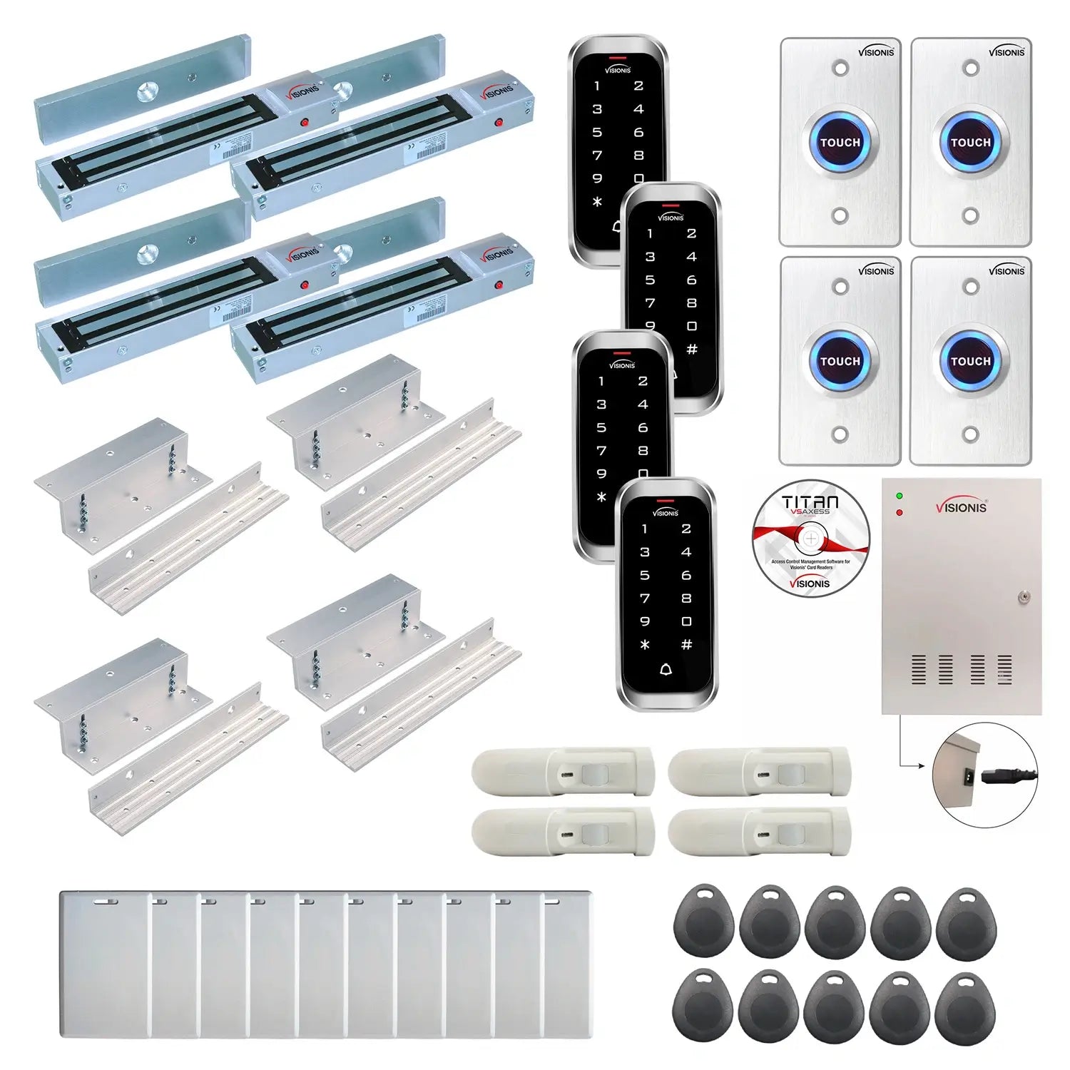 Commercial access control systems with 600 lbs Magnetic Door Locks, Software, card reader and controller - FPC-8159