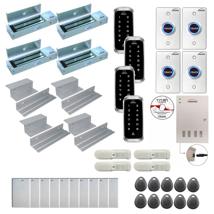 Commercial access control systems with 1200 lbs Magnetic Door Locks, Software, card reader and controller - FPC-8160