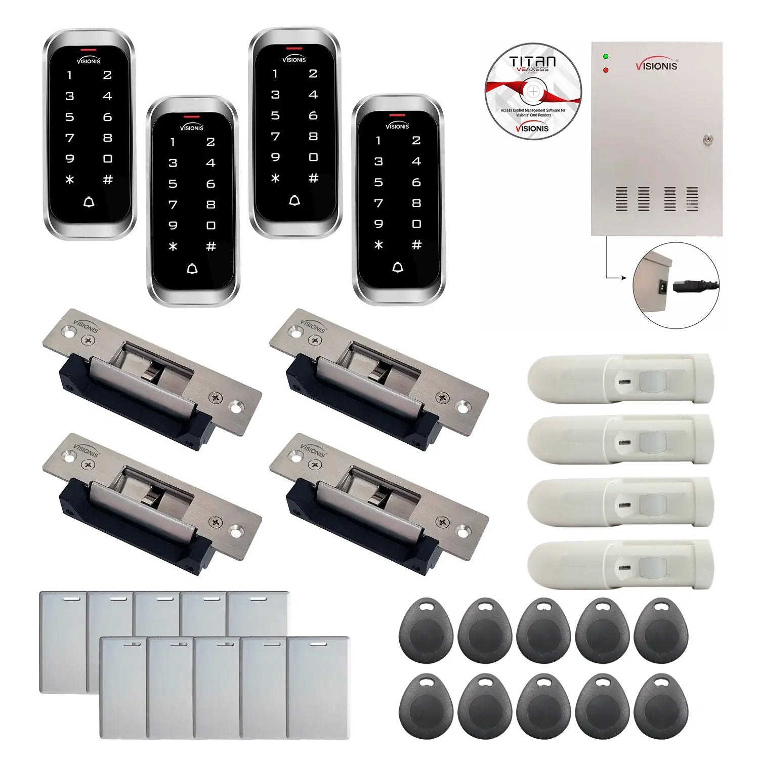 Commercial access control systems with electric door strike, Software, card reader and controller - FPC-8164