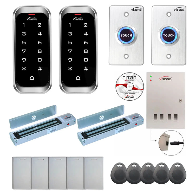 Commercial access control systems with 600 lbs Magnetic Door Locks, Software, card reader and controller - FPC-8166