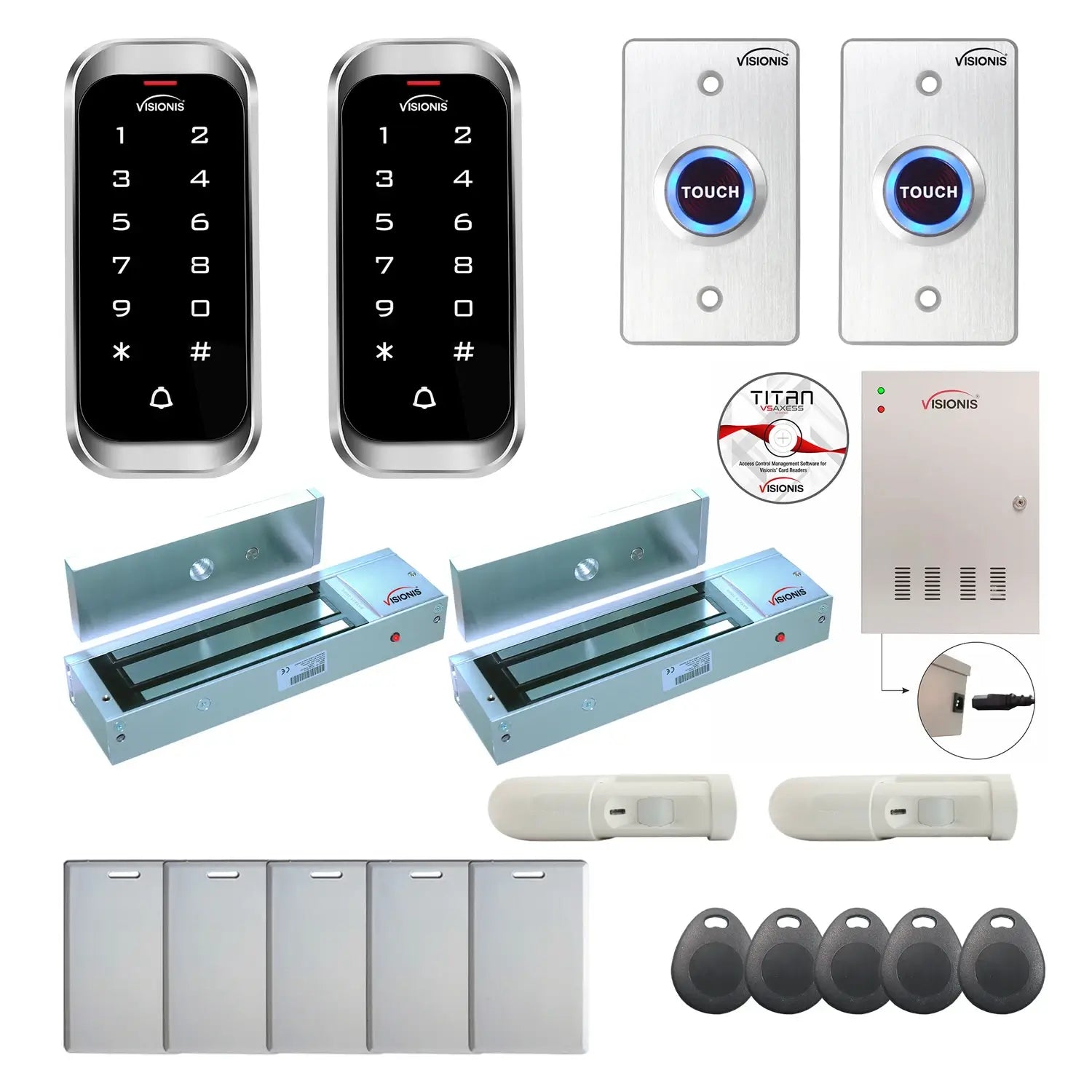 Commercial access control systems with 1200 lbs Magnetic Door Locks, Software, card reader and controller - FPC-8173