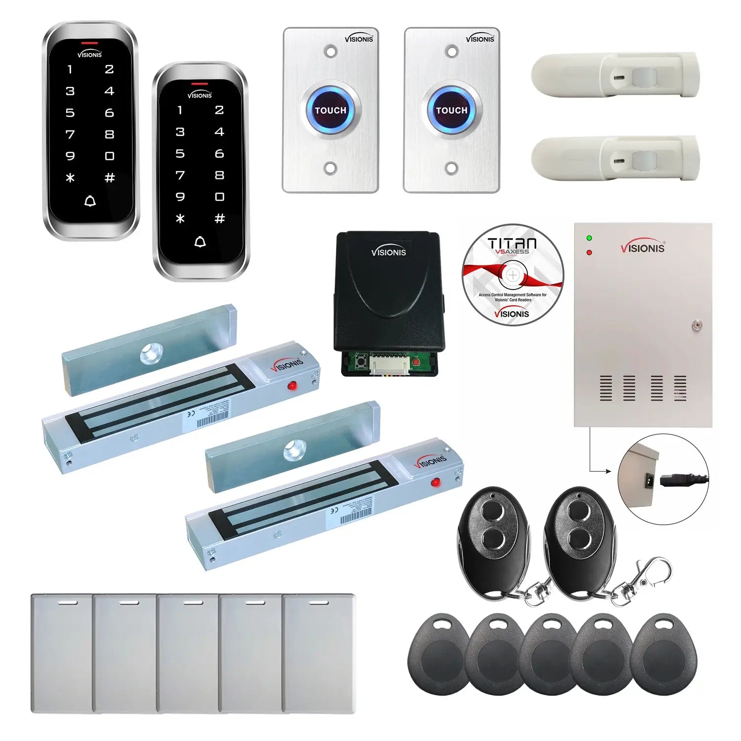 Commercial access control systems with 300 lbs Magnetic Door Locks, Software, card reader and controller - FPC-8177