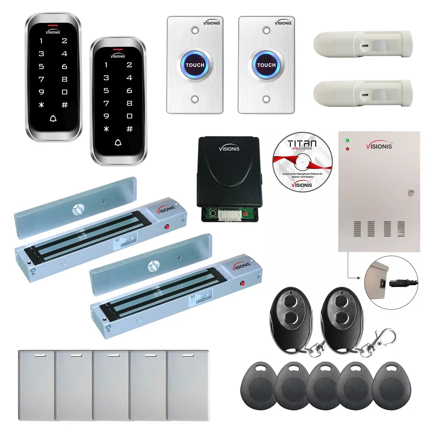 Commercial access control systems with 600 lbs Magnetic Door Locks, Software, card reader and controller - FPC-8178