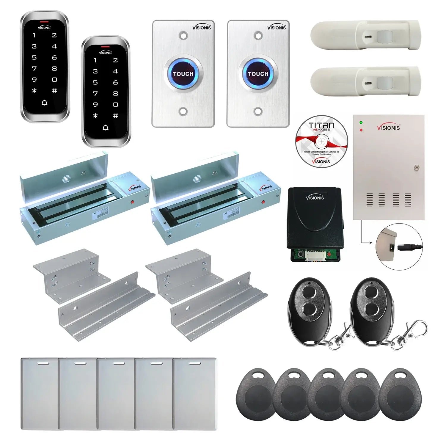 Commercial access control systems with 1200 lbs Magnetic Door Locks, Software, card reader and controller - FPC-8182