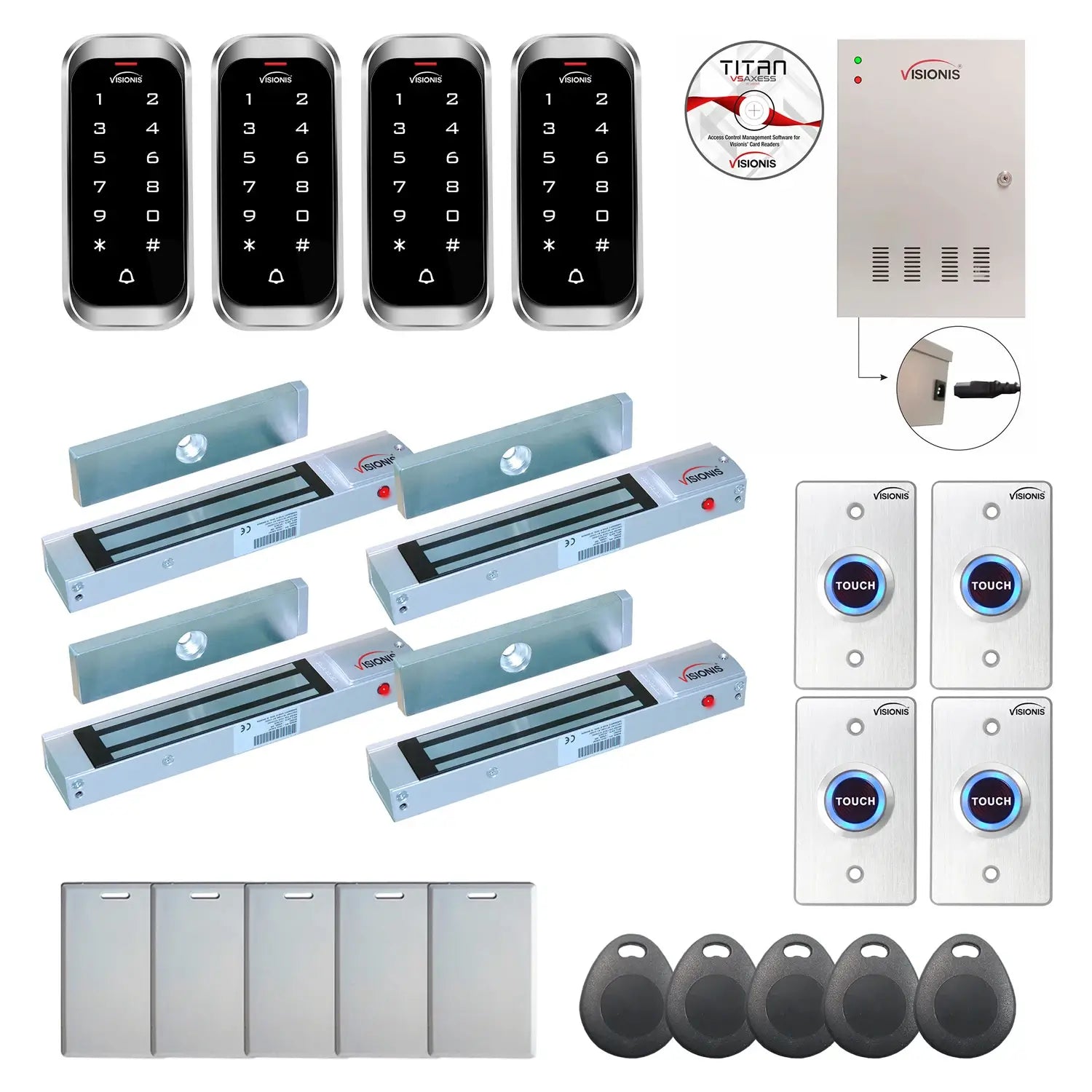 Building access control systems with 300 lbs Magnetic Door Locks, Software, card reader and controller - FPC-8189