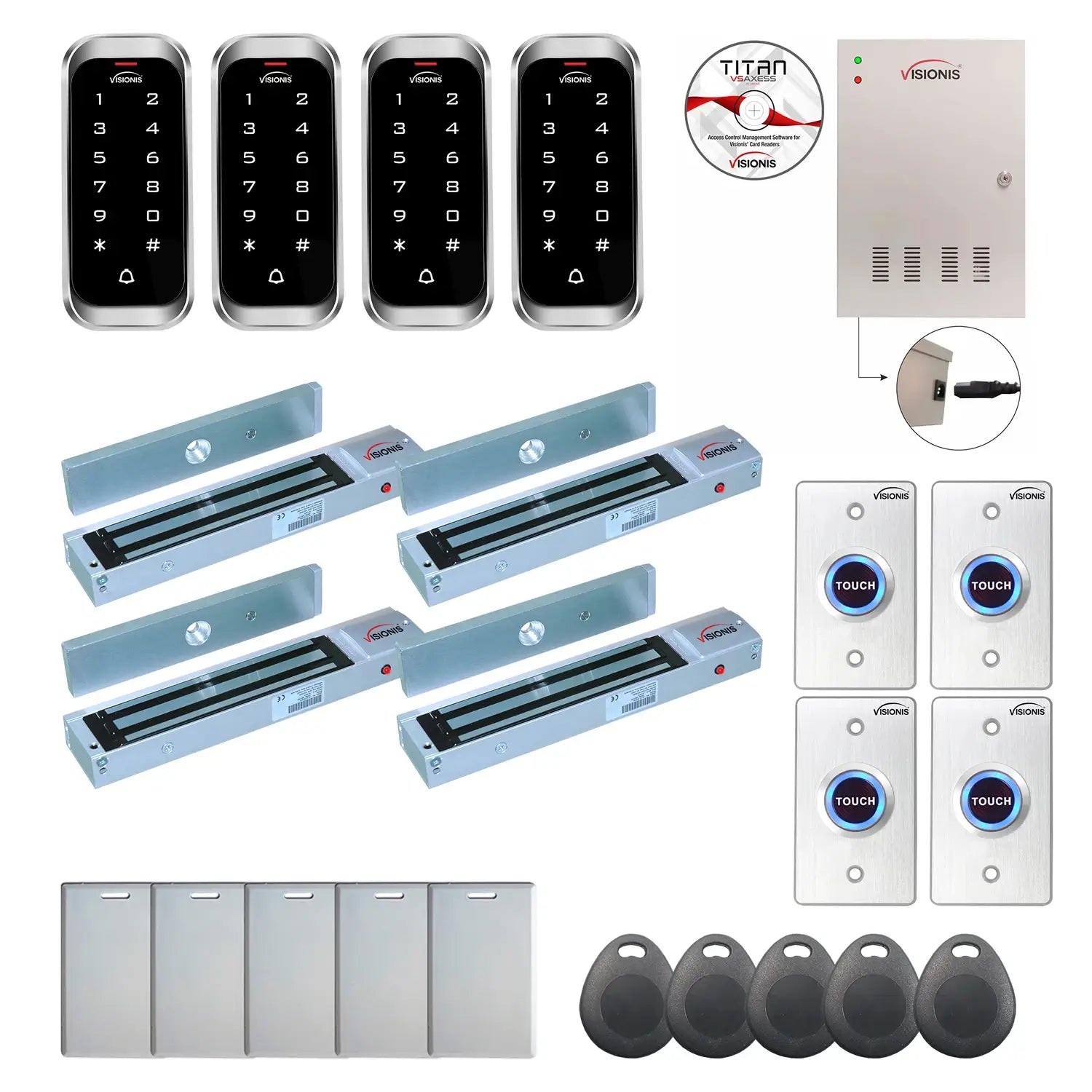 Building access control systems with 600 lbs Magnetic Door Locks, Software, card reader and controller - FPC-8190