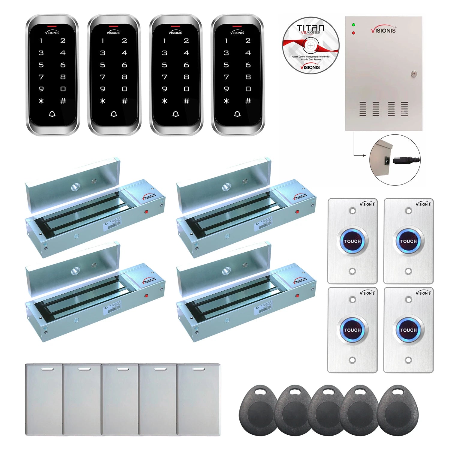 Building access control systems with 1200 lbs Magnetic Door Locks, Software, card readers and controller - FPC-8191