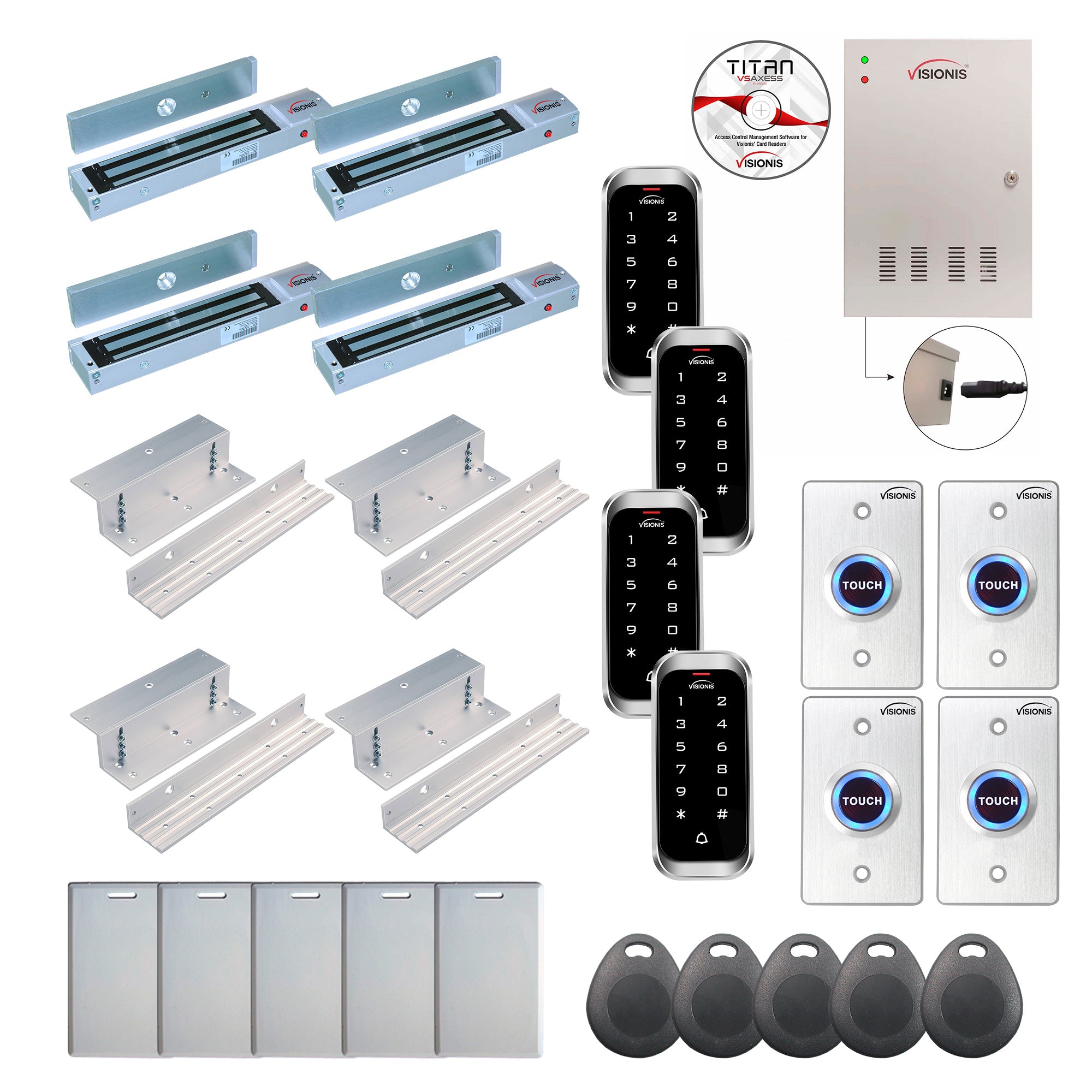 FPC-8193 4 Doors Professional Access Control Inswinging Door 600lbs Mag Lock Time Attendance TCP/IP Wiegand Controller Box, Outdoor Weatherproof Keypad / Reader Software, 20,000 Users, 70,000 Records