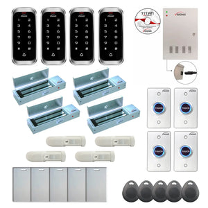 Access control security systems with 1200 lbs Maglocks, card readers, push to exit buttons, software - FPC-8197