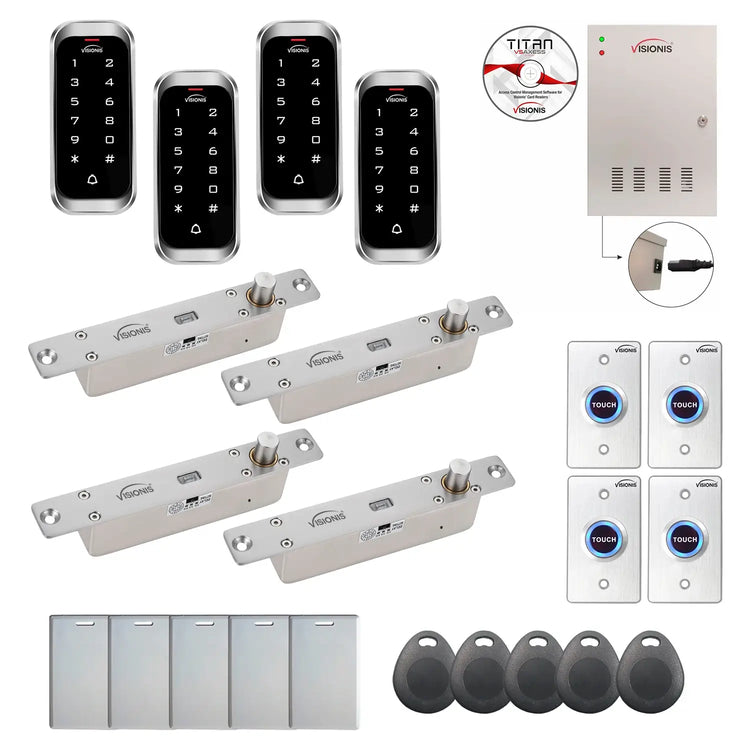 Access control security systems with Electric Bolt Lock, card readers, software - FPC-8201