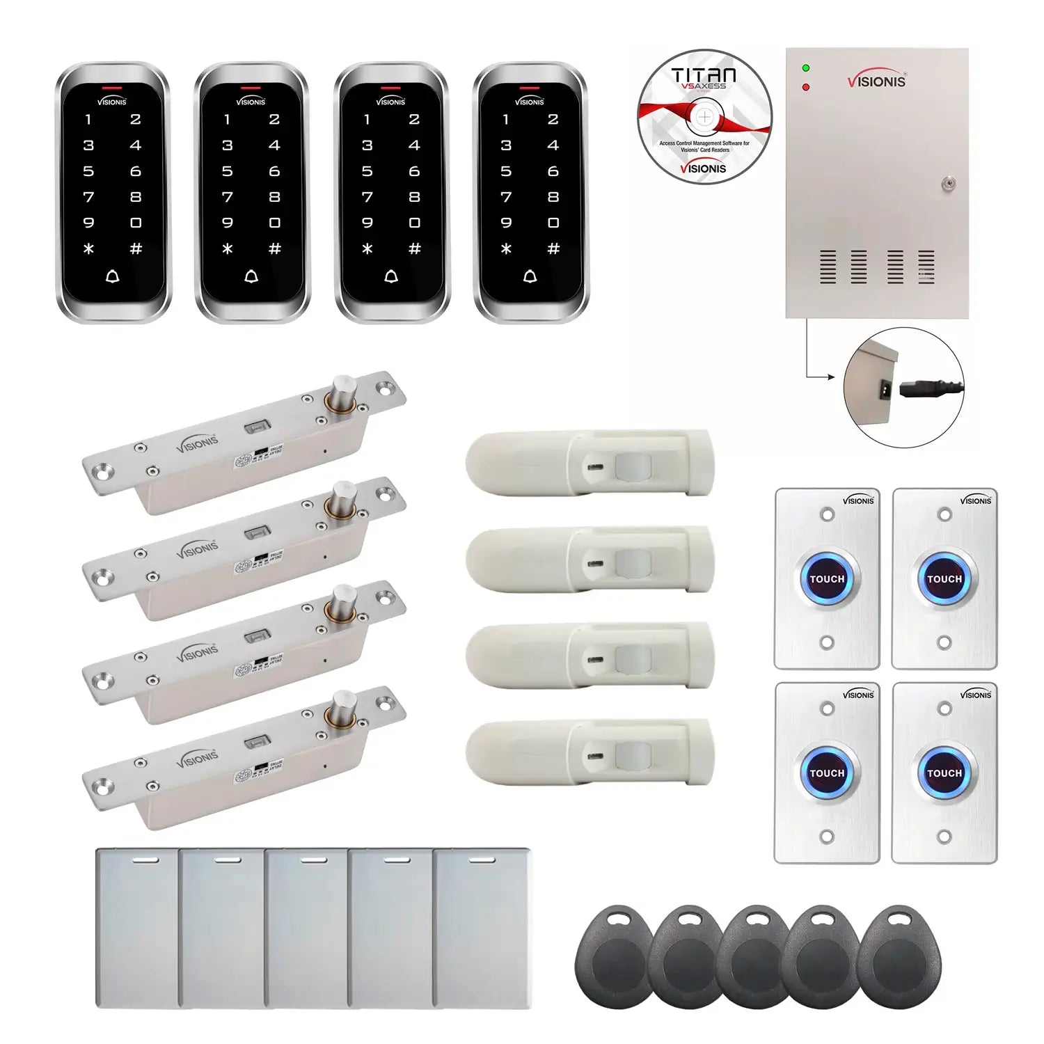 Access control security systems with Electric Bolt Lock, card readers, software - FPC-8203