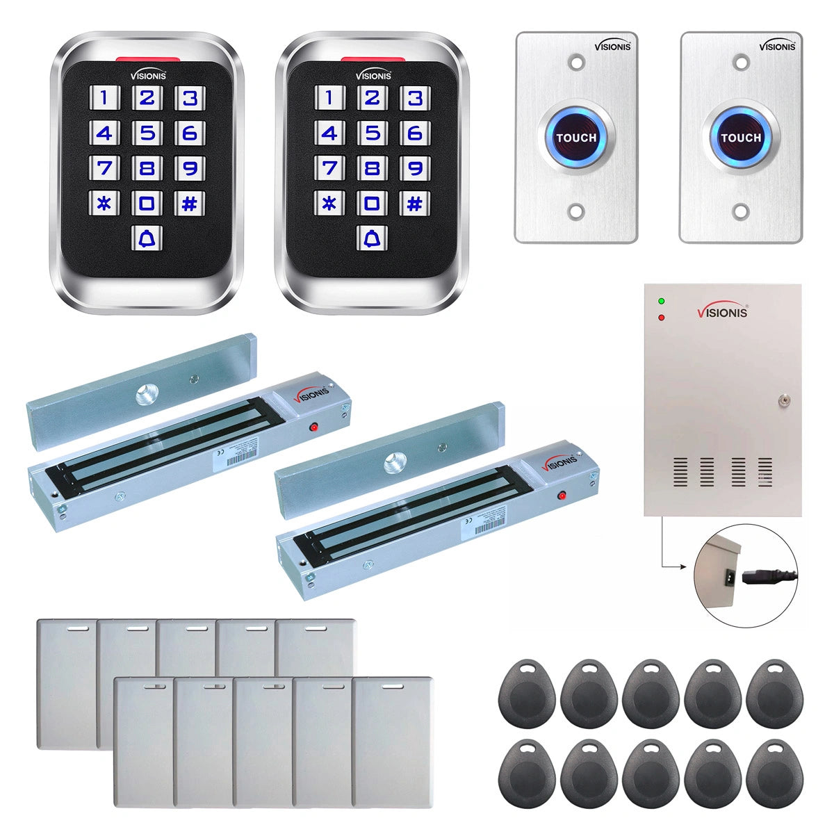 Access control security systems with 600 lbs Magnetic Door Locks, card readers, software - FPC-8230