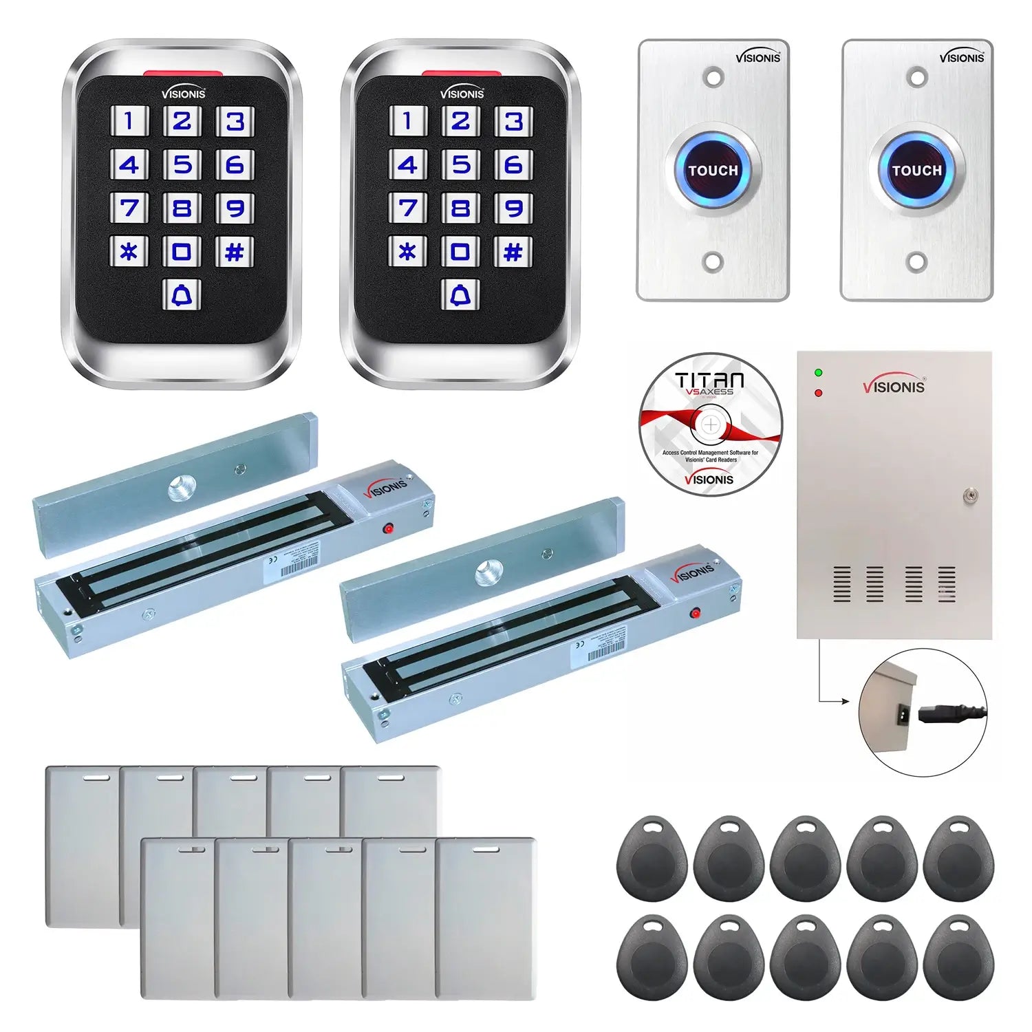 Access control security systems with 600 lbs Magnetic Door Locks, card readers, software - FPC-8230