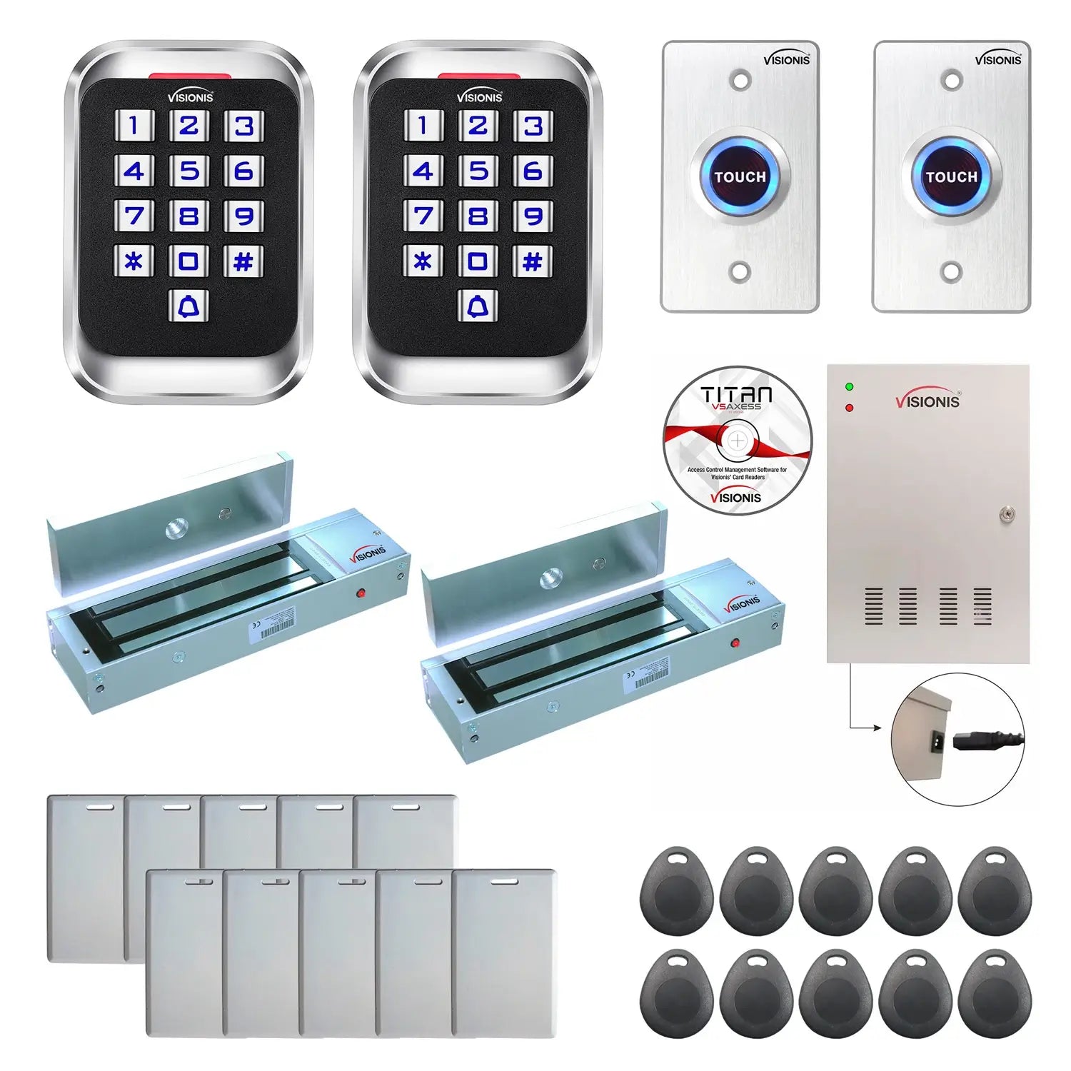 Access control security systems with 1200 lbs Magnetic Door Locks, card readers, software - FPC-8231