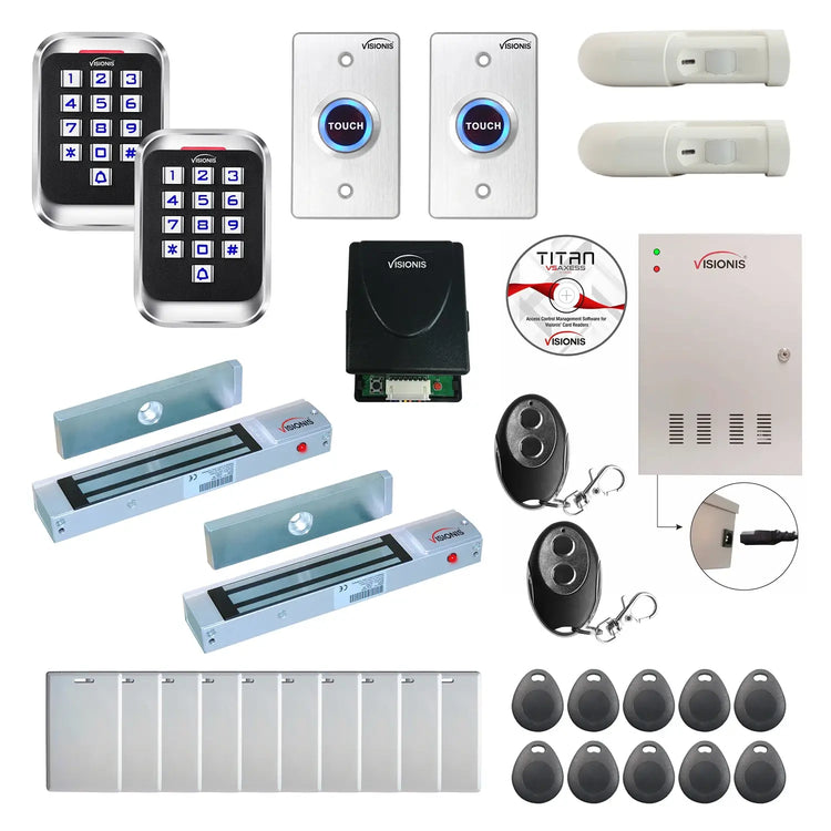 Building access control systems with 600 lbs Magnetic Door Locks, card readers, PIR Motion Sensors, software - FPC-8241