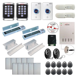 Building access control systems with 600 lbs Magnetic Door Locks, card readers, PIR Motion Sensors, software - FPC-8245