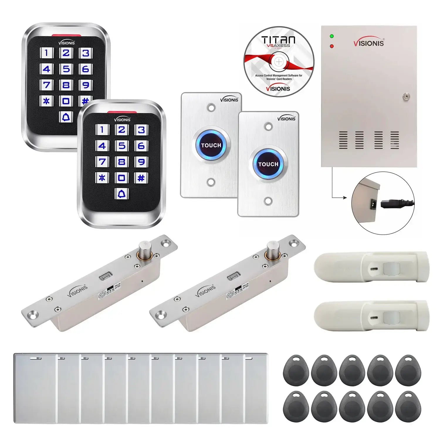 Access control systems for office buildings with Electric Bolt Lock card readers, PIR Motion Sensors, software - FPC-8249
