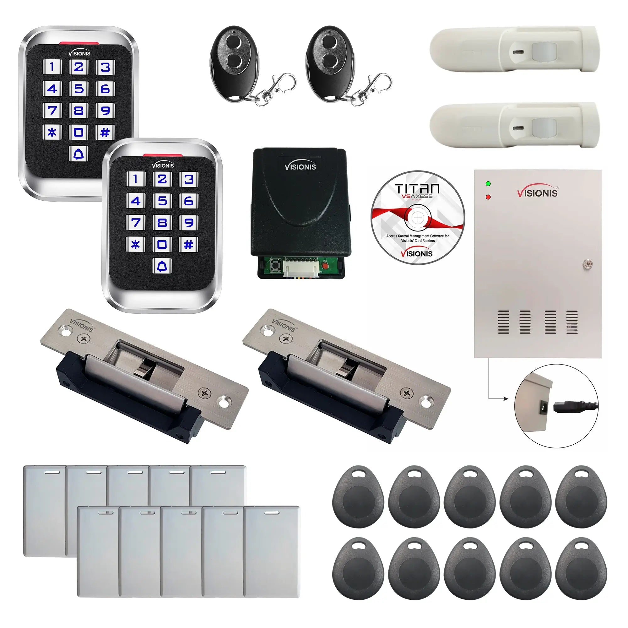 Access control systems for office buildings with Electric Door Strikes, card readers, PIR Motion Sensors, software - FPC-8252